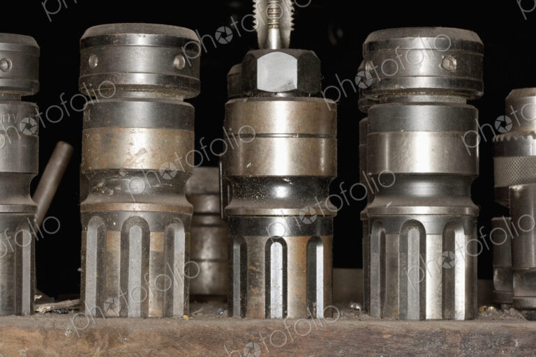 Metal Manufacturing Parts, in a row stored