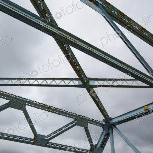 Metal bridge supports, Spokane, WA, USA