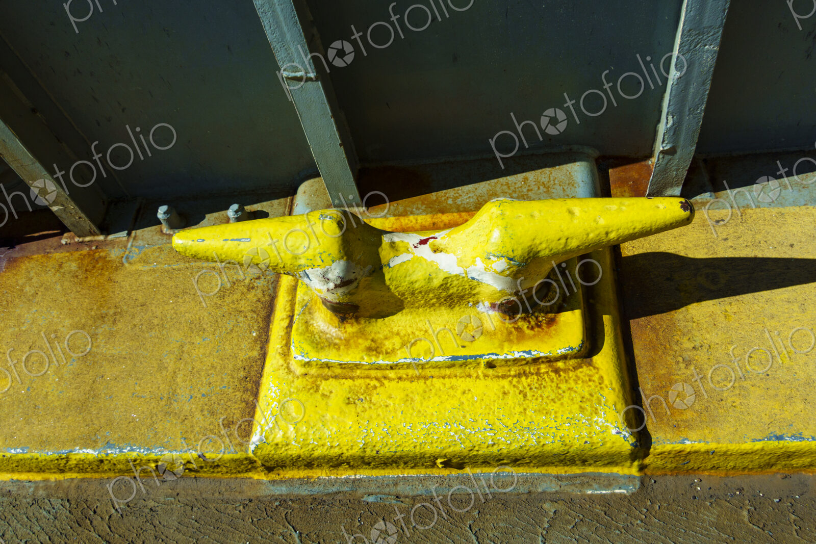 Metal cleat on ship, Puget Sound ferry, Seattle, WA USA