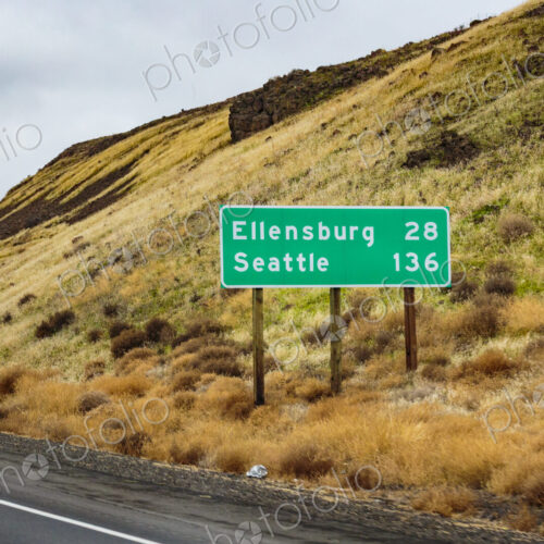 Mileage sign on Interstate 90