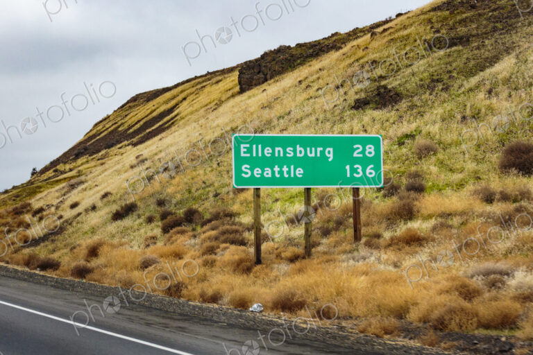 Mileage sign on Interstate 90