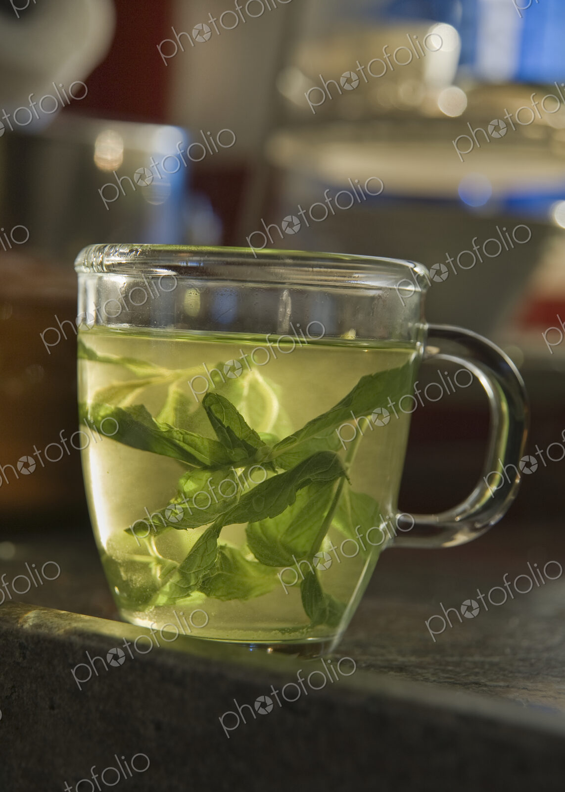 Mint Tea In A Clear Glass Cup