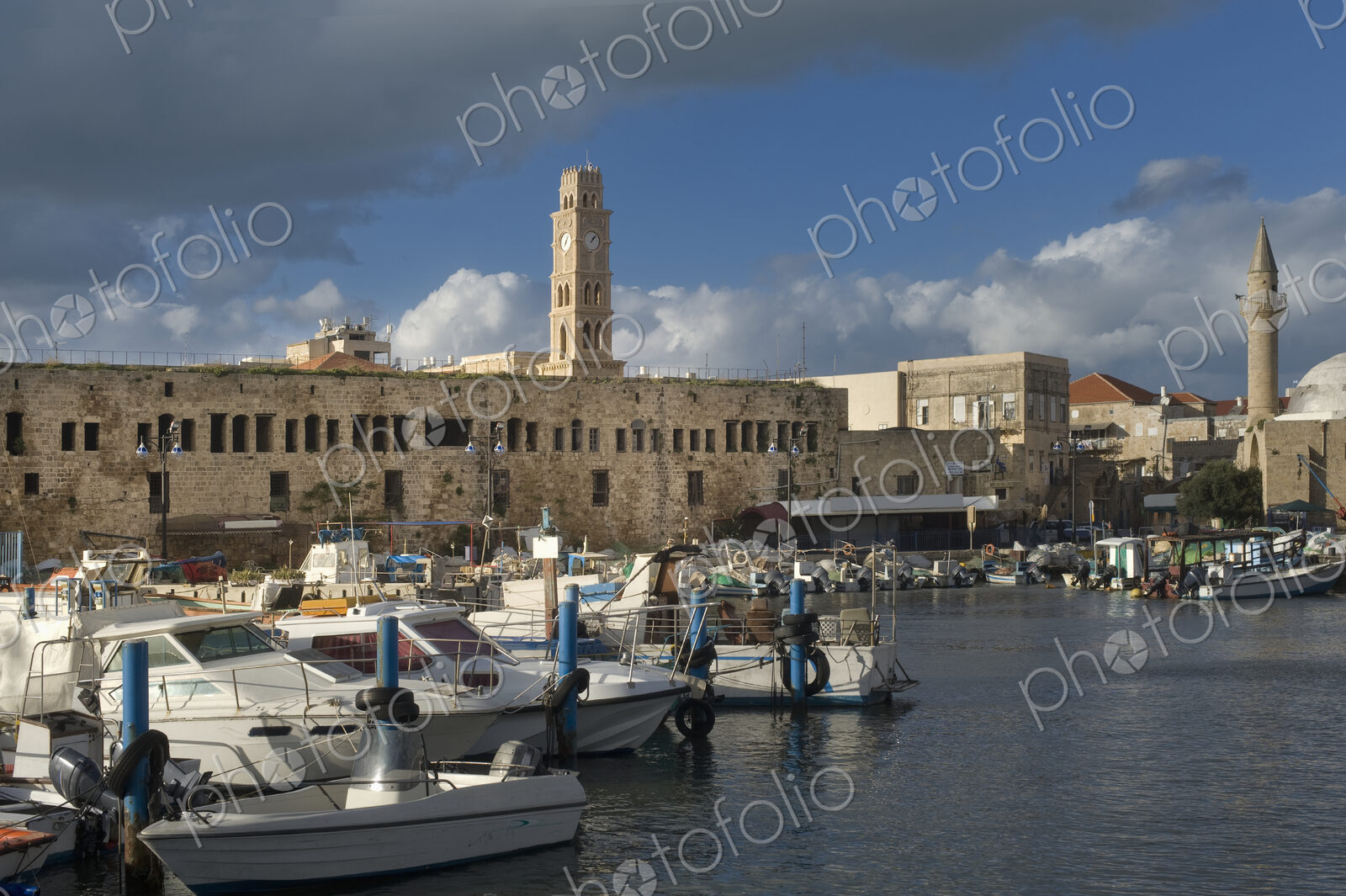 Modern Boats In Ancient Marina