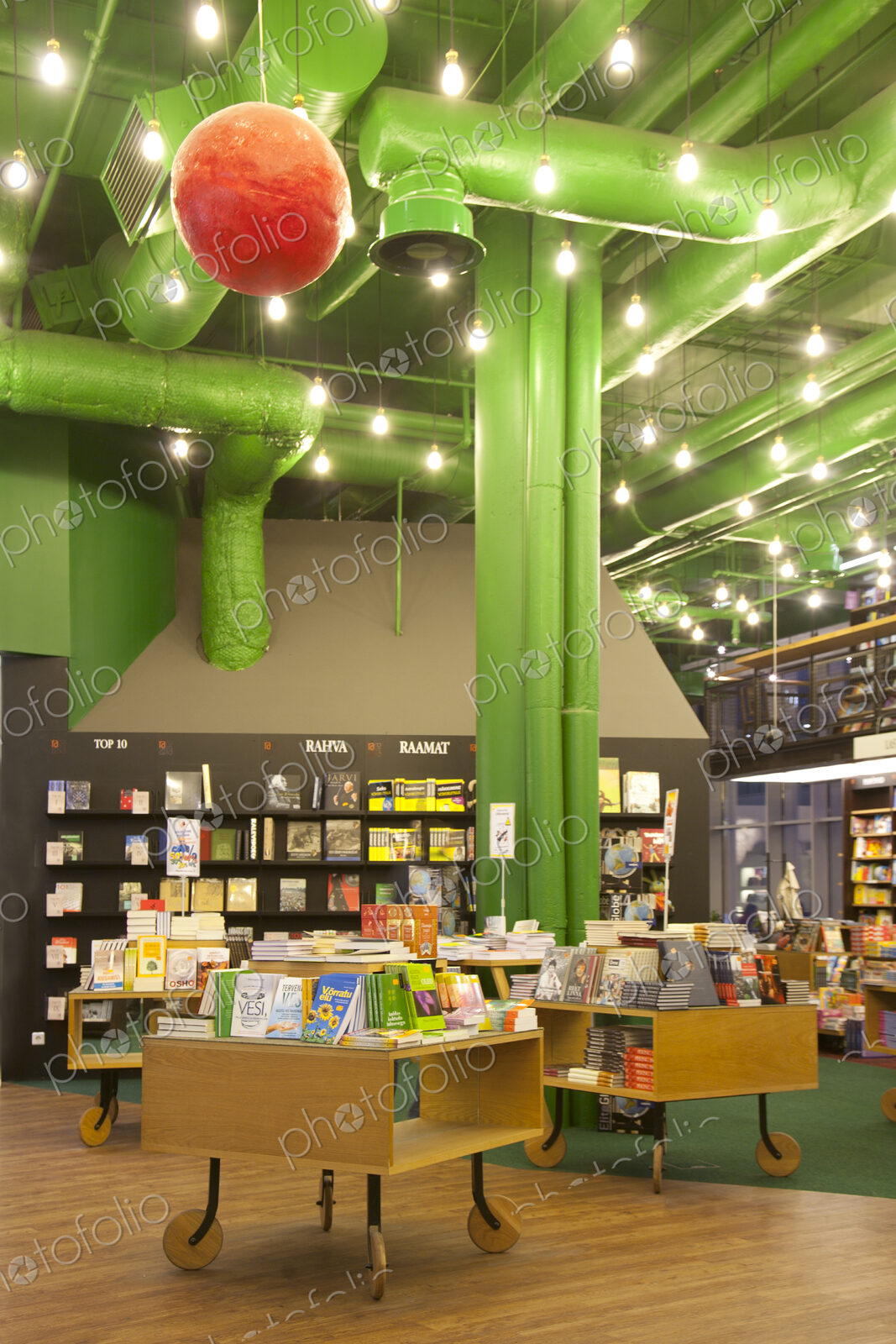 Modern Display Tables in a Bookstore