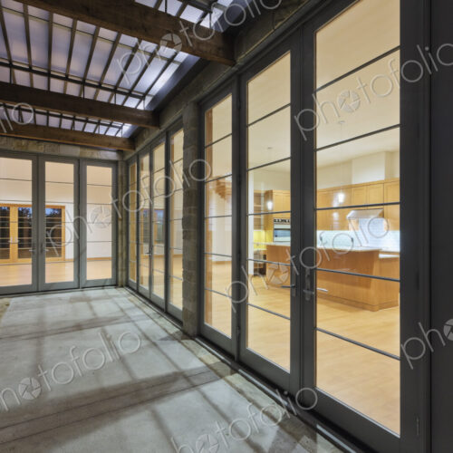 Modern Home Kitchen Through Glass Doors Modern Home Kitchen Through Glass Doors