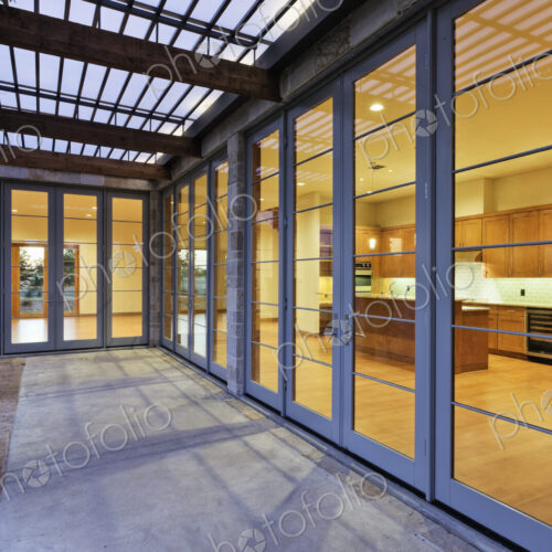 Modern Home Kitchen Through Glass Doors Modern Home Kitchen Through Glass Doors