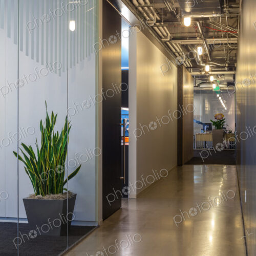 Modern architecture in office hallway Modern architecture in office hallway
