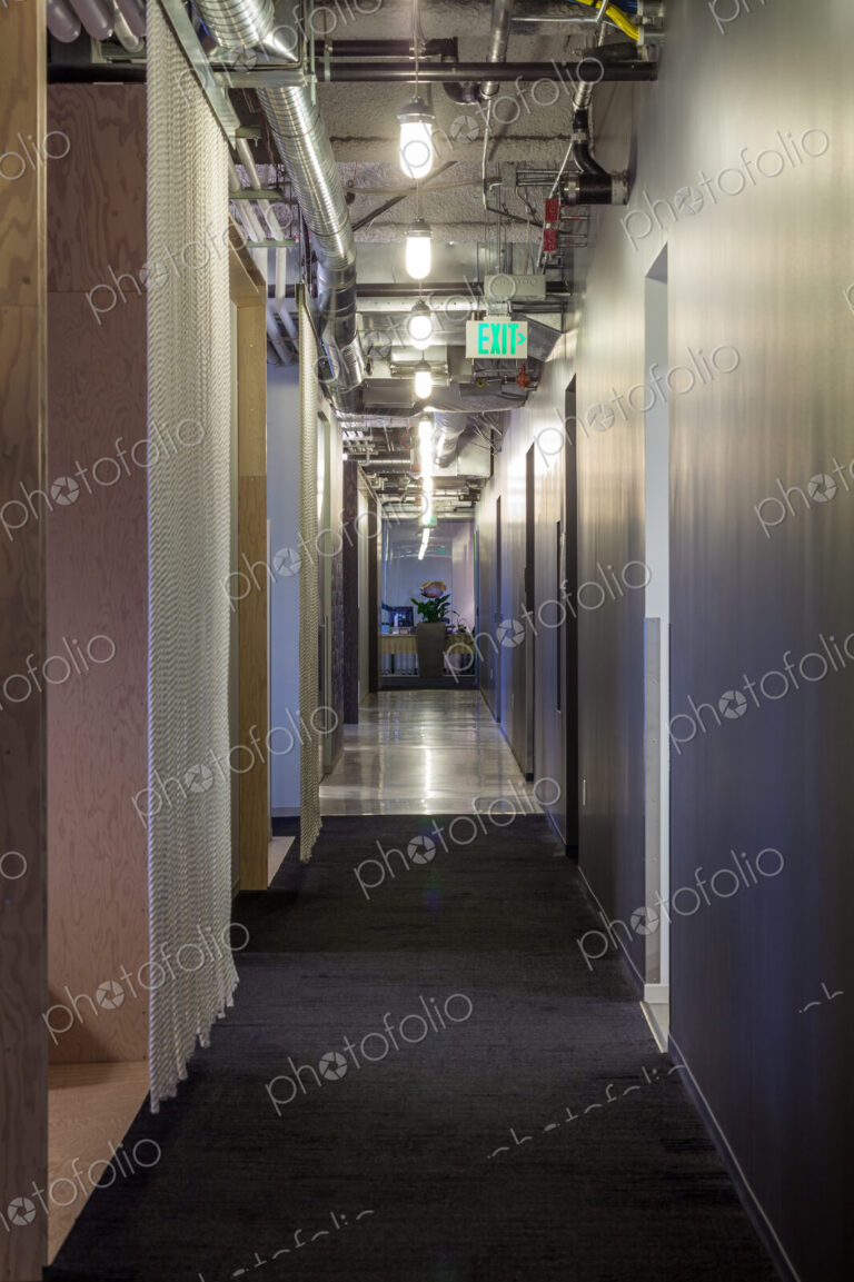 Modern architecture in office hallway