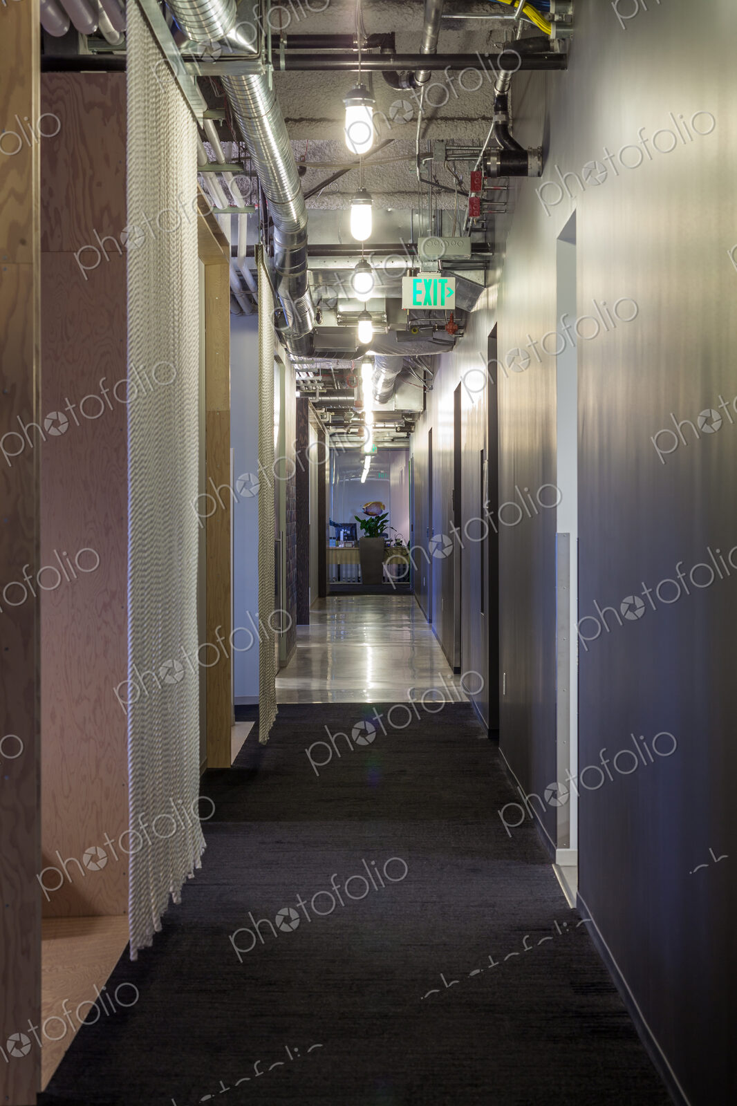 Modern architecture in office hallway
