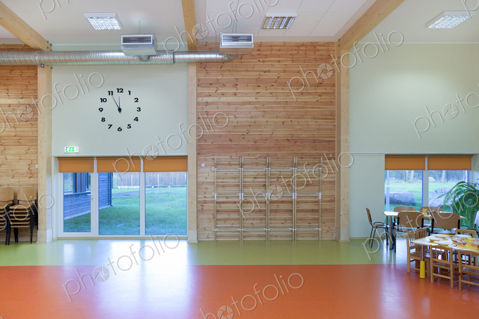 Modern children’s day care or pre-school building, open indoors play area