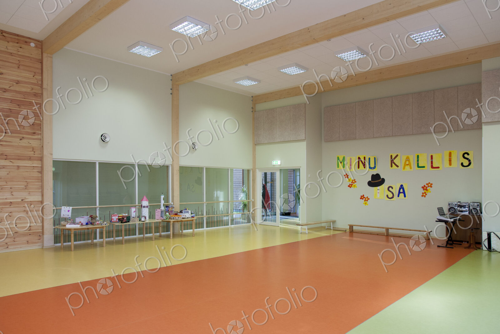 Modern children’s day care or pre-school building, open indoors play area