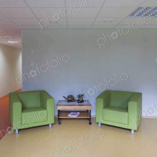 Modern day care nursery kindergarten school, spacious interiors, hallway with two… Modern day care nursery kindergarten school, spacious interiors, hallway with two…