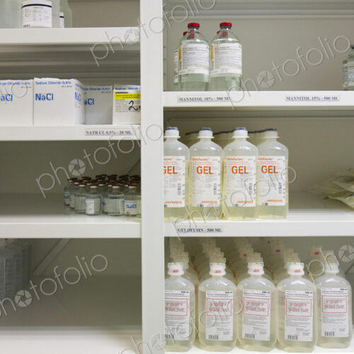 Modern hospital storage facilities, shelves of products for treatment and hospital… Modern hospital storage facilities, shelves of products for treatment and hospital…
