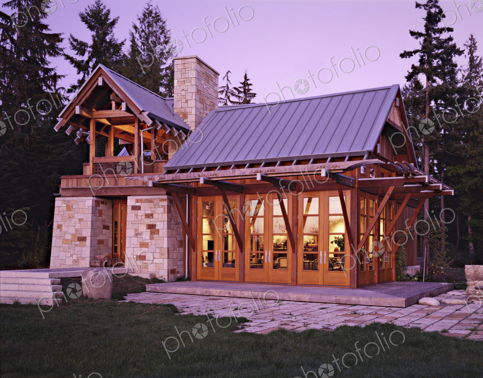 Modern house at dusk