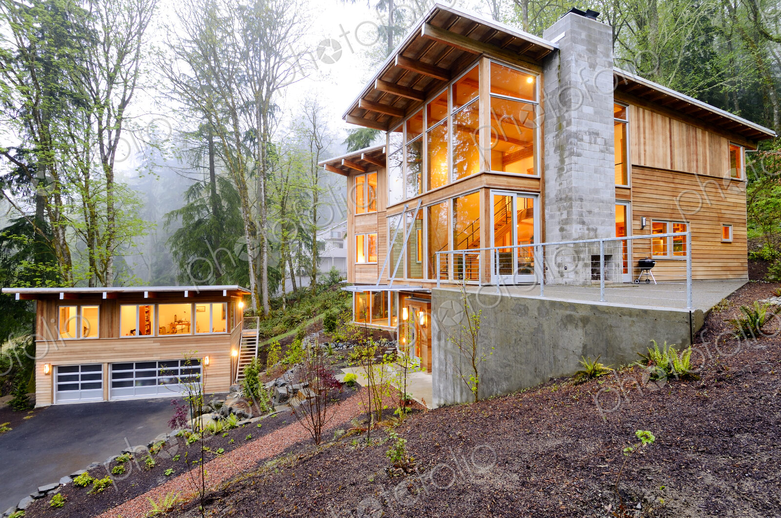 Modern house in woods