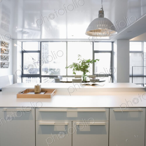Modern kitchen in luxury highrise apartment