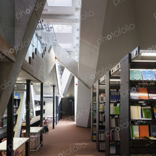 Modern library in a new university building.