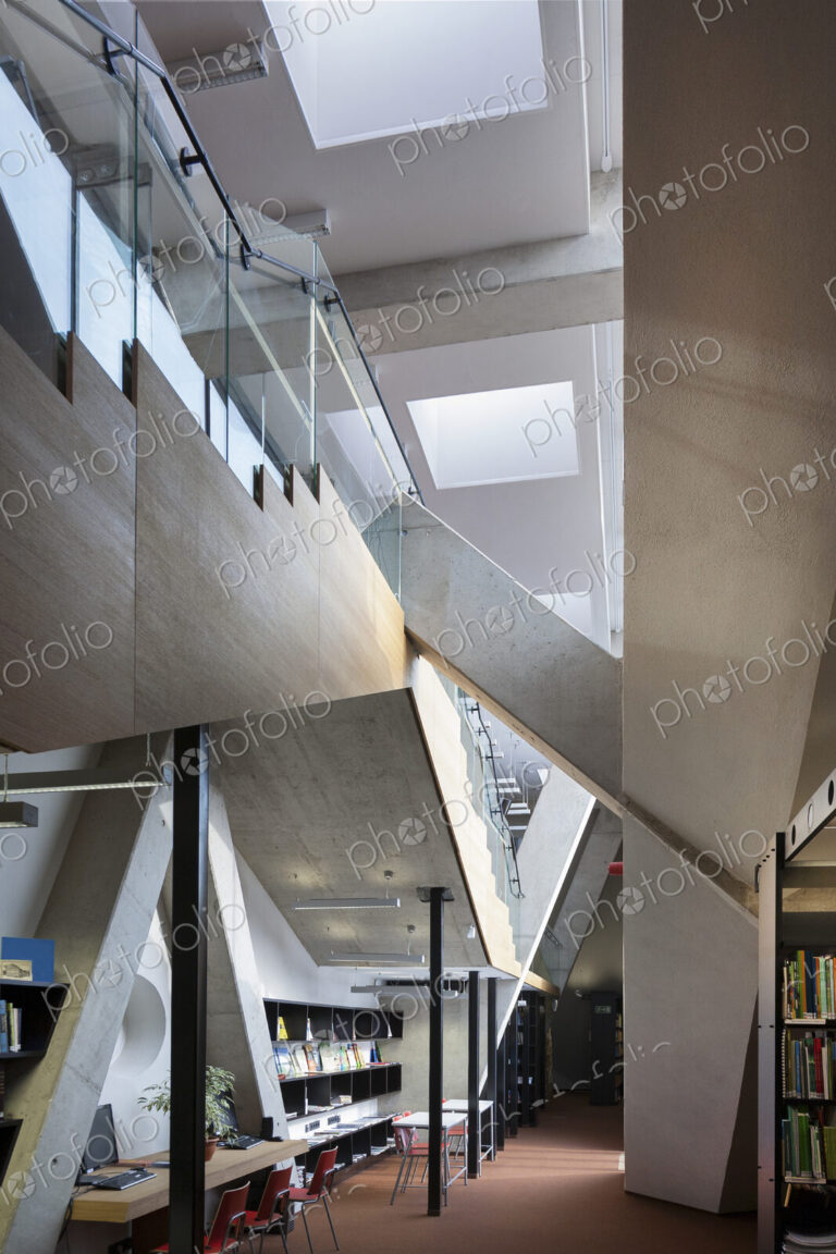 Modern library in a new university building.