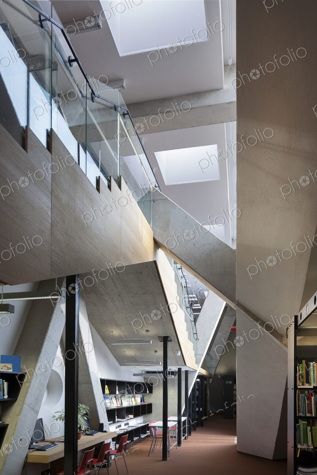 Modern library in a new university building.