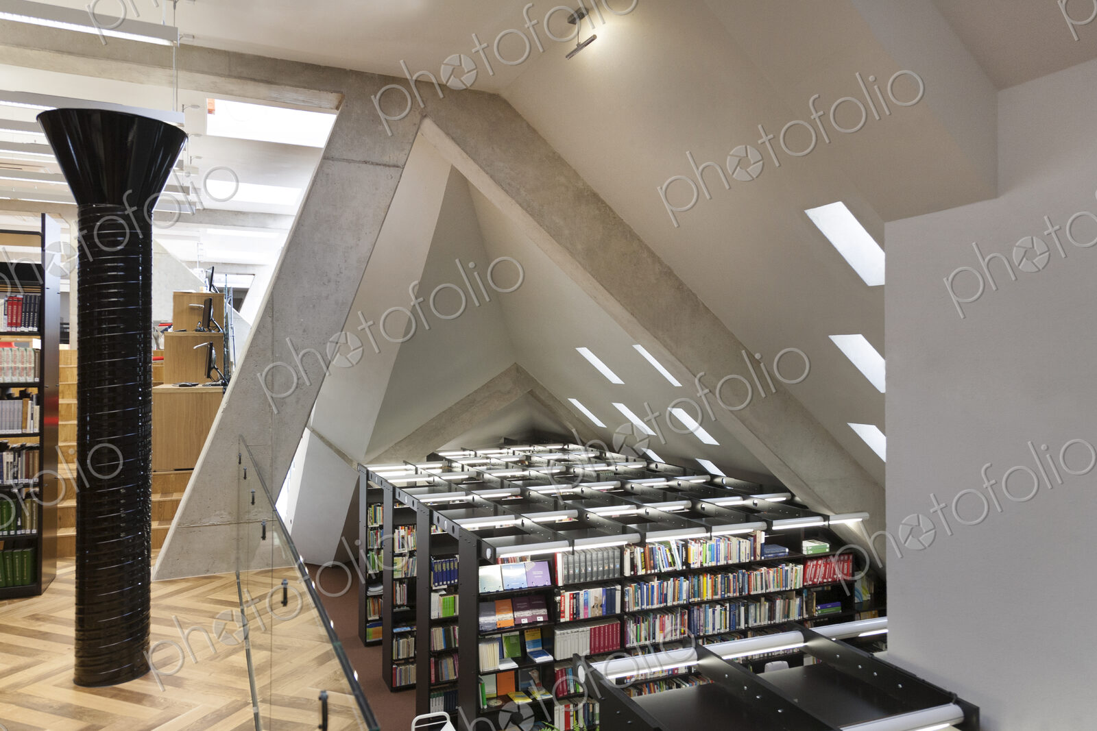 Modern library in a new university building.