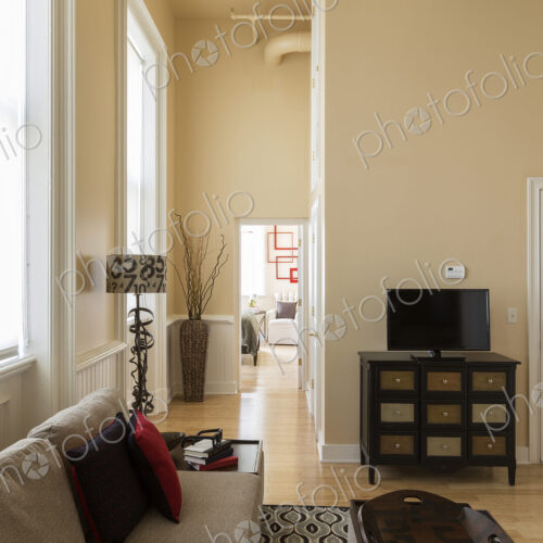 Modern living room and corridor Modern living room and corridor