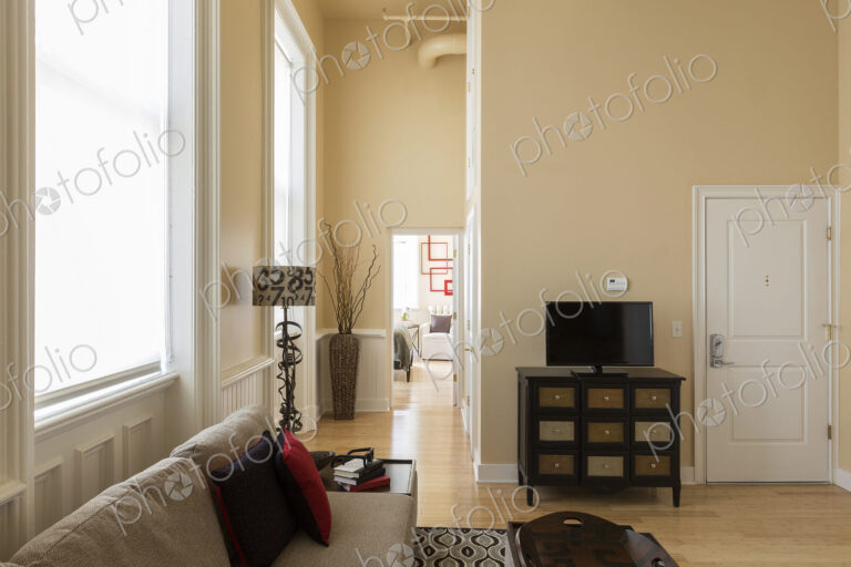 Modern living room and corridor