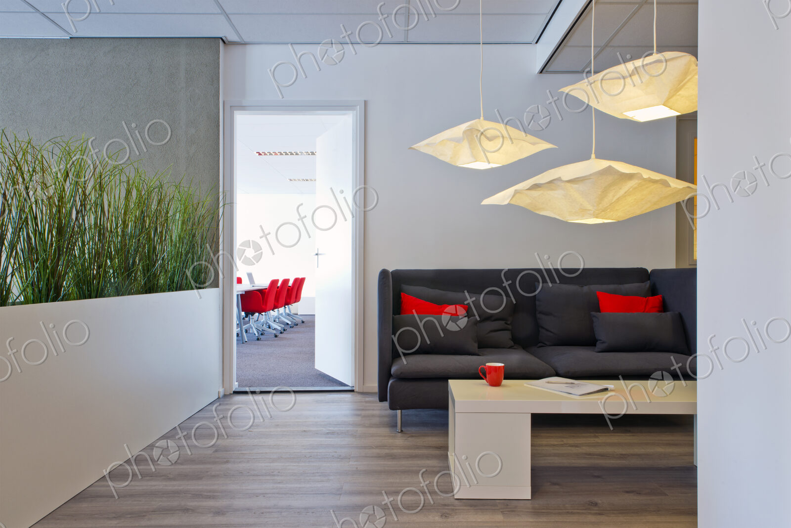 Modern lobby area in office