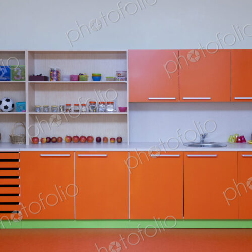 Modern purpose-built day care nursery or school, spacious interiors, lockers and storage