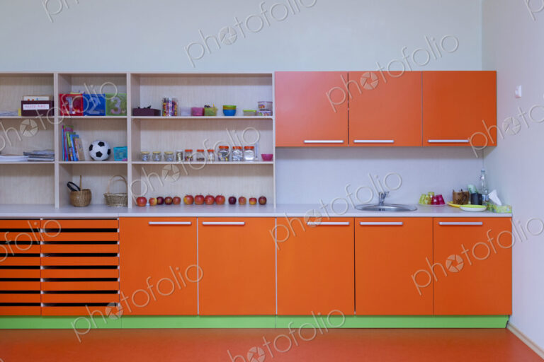 Modern purpose-built day care nursery or school, spacious interiors, lockers and storage