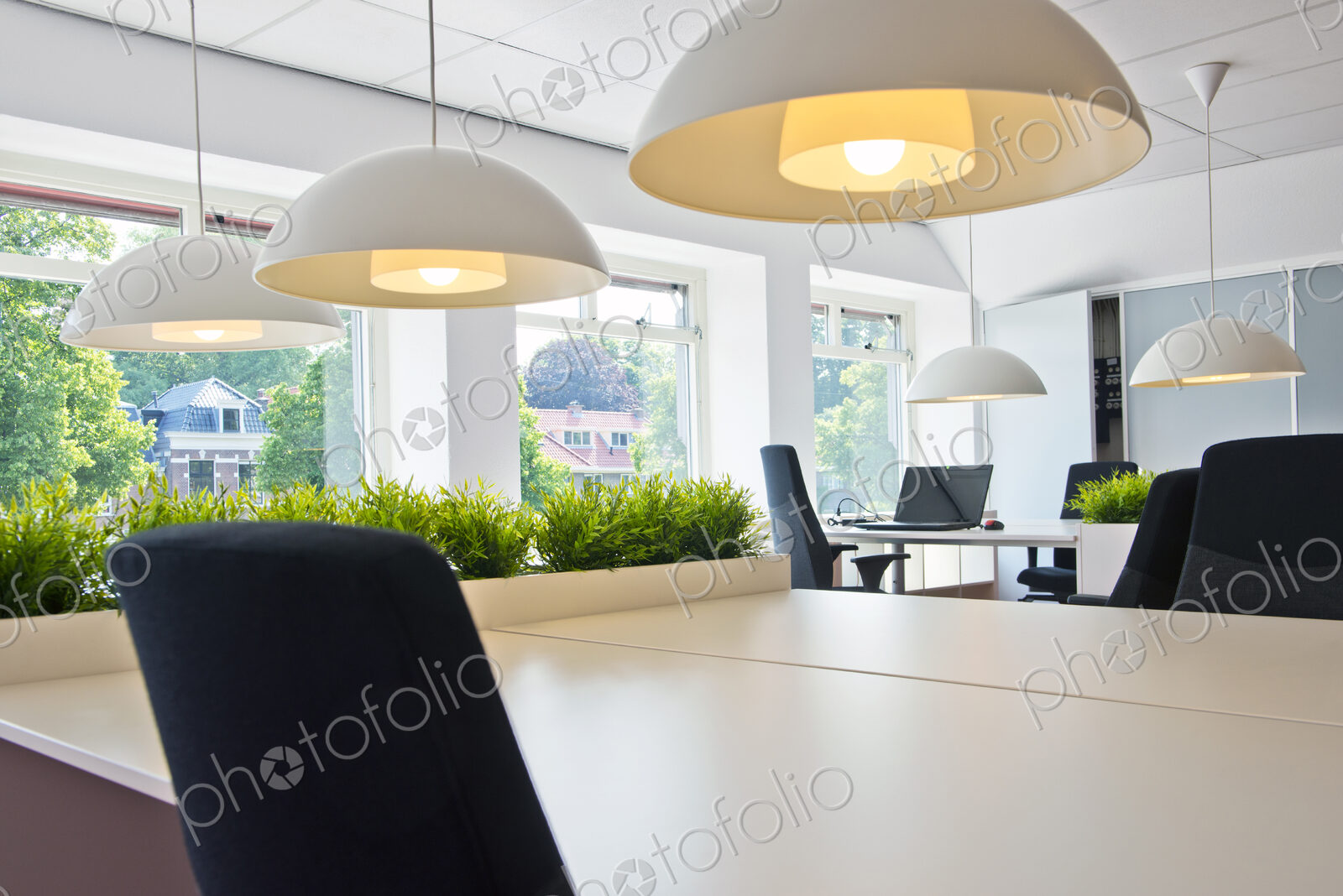 Modern workstation area in office