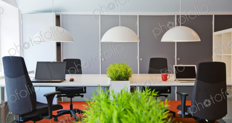 Modern workstation area in office