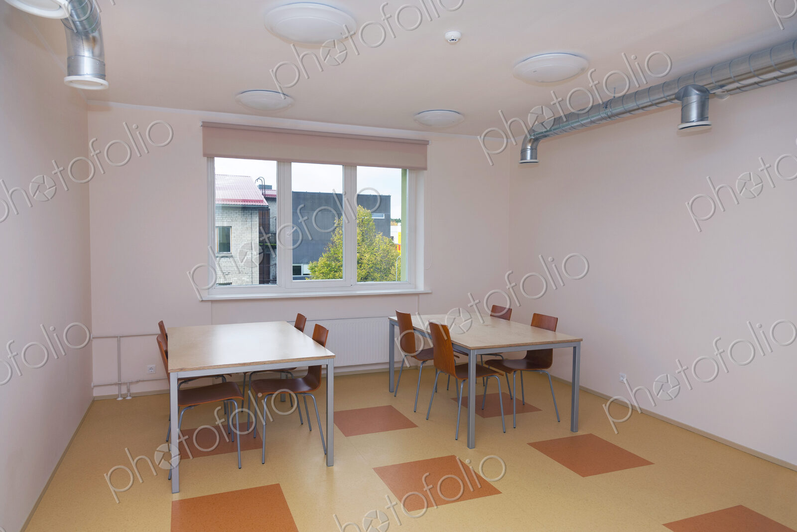 Modern youth hostel building.