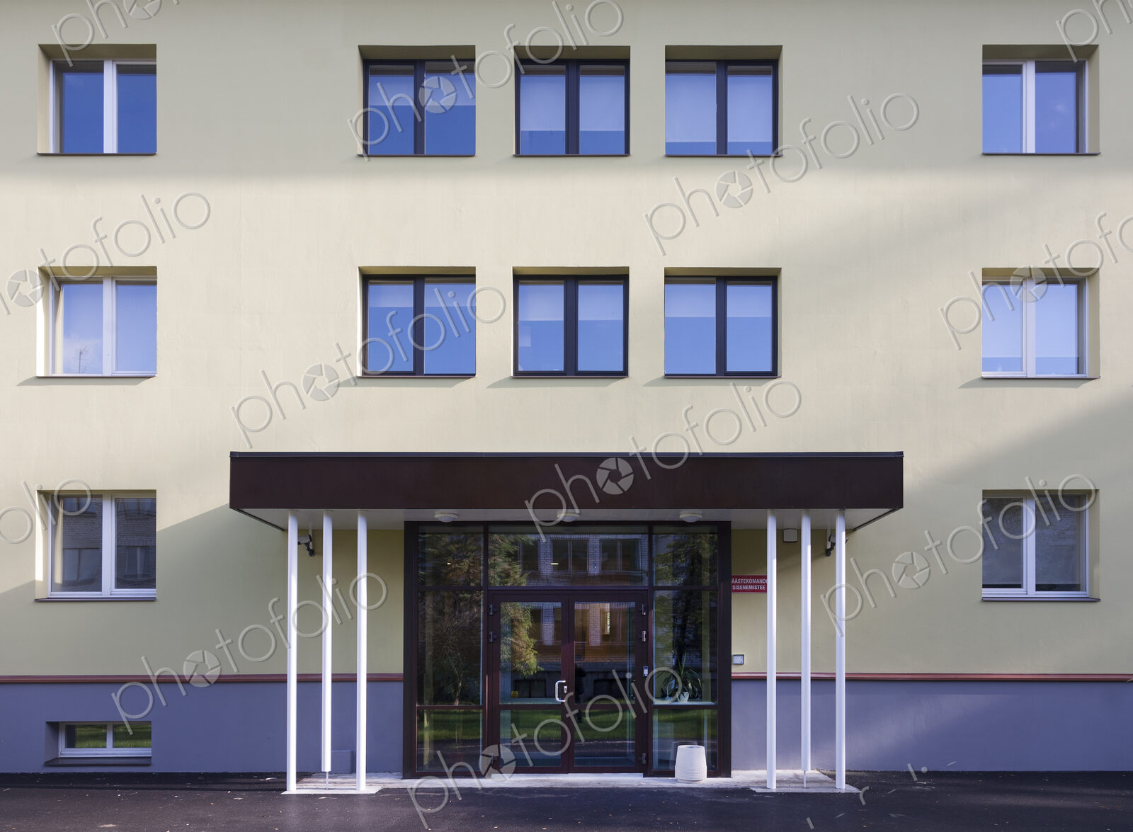Modern youth hostel building, accommodation for travellers.