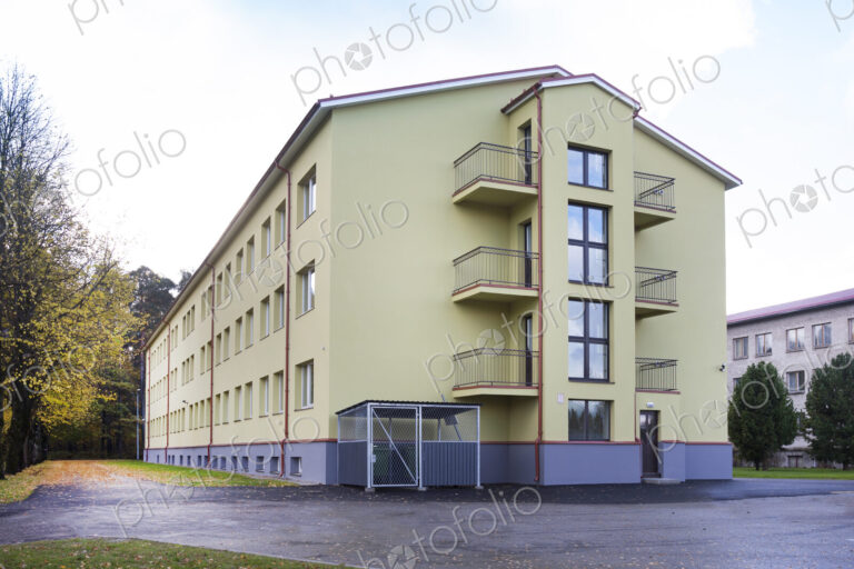 Modern youth hostel building, accommodation for travellers, building exterior