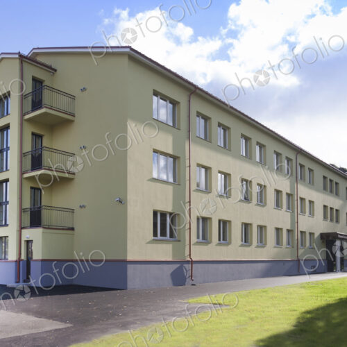 Modern youth hostel building, accommodation for travellers, building exterior. Modern youth hostel building, accommodation for travellers, building exterior.