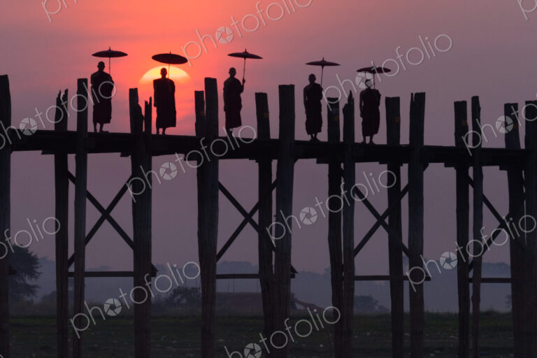 Monks on the U Bein Bridge, Amarapura, Myanmar