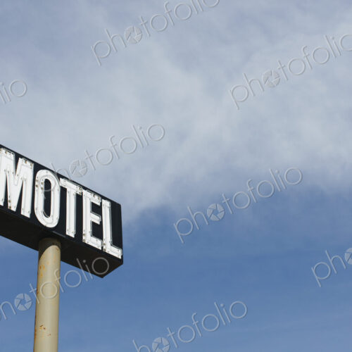 Motel sign against blue sky, near Maple Creek, Saskatchewan, Canada. Motel sign against blue sky, near Maple Creek, Saskatchewan, Canada.