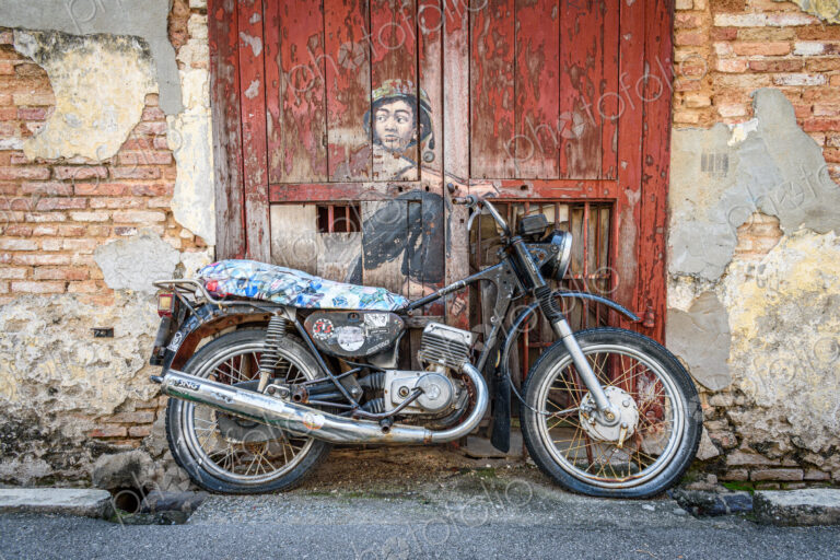 Motorcycle Mural in Georgetown, Penang, Malaysia.