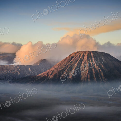 Mount Bromo volcano, a somma volcano and part of the Tengger mountains range, the cone… Mount Bromo volcano, a somma volcano and part of the Tengger mountains range, the cone…