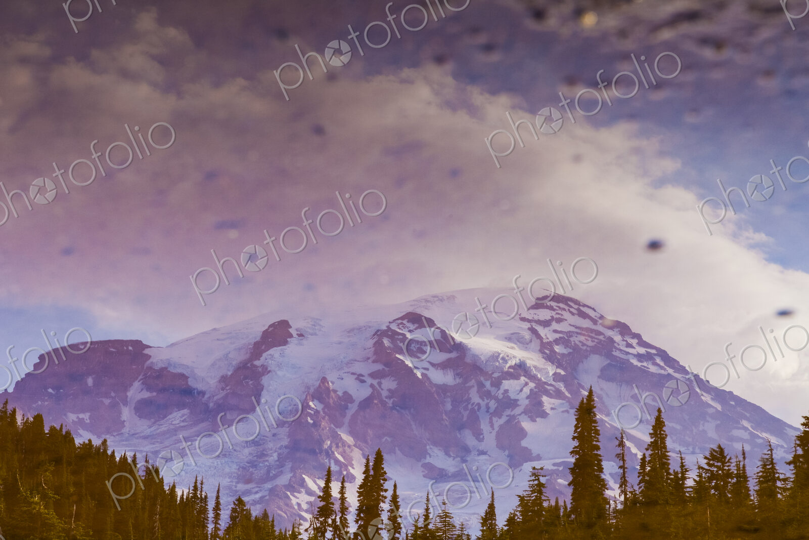 Mount Rainier, view through a window of the mountain and glaciers, Mt Rainier National…