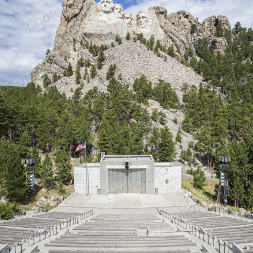 Mount Rushmore overlooking amphitheater, Black Hills, South Dakota, United States Mount Rushmore overlooking amphitheater, Black Hills, South Dakota, United States
