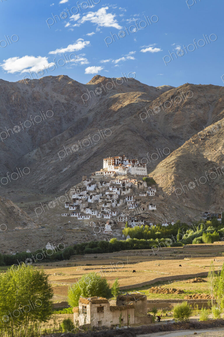 Mountain landscape with monastery.