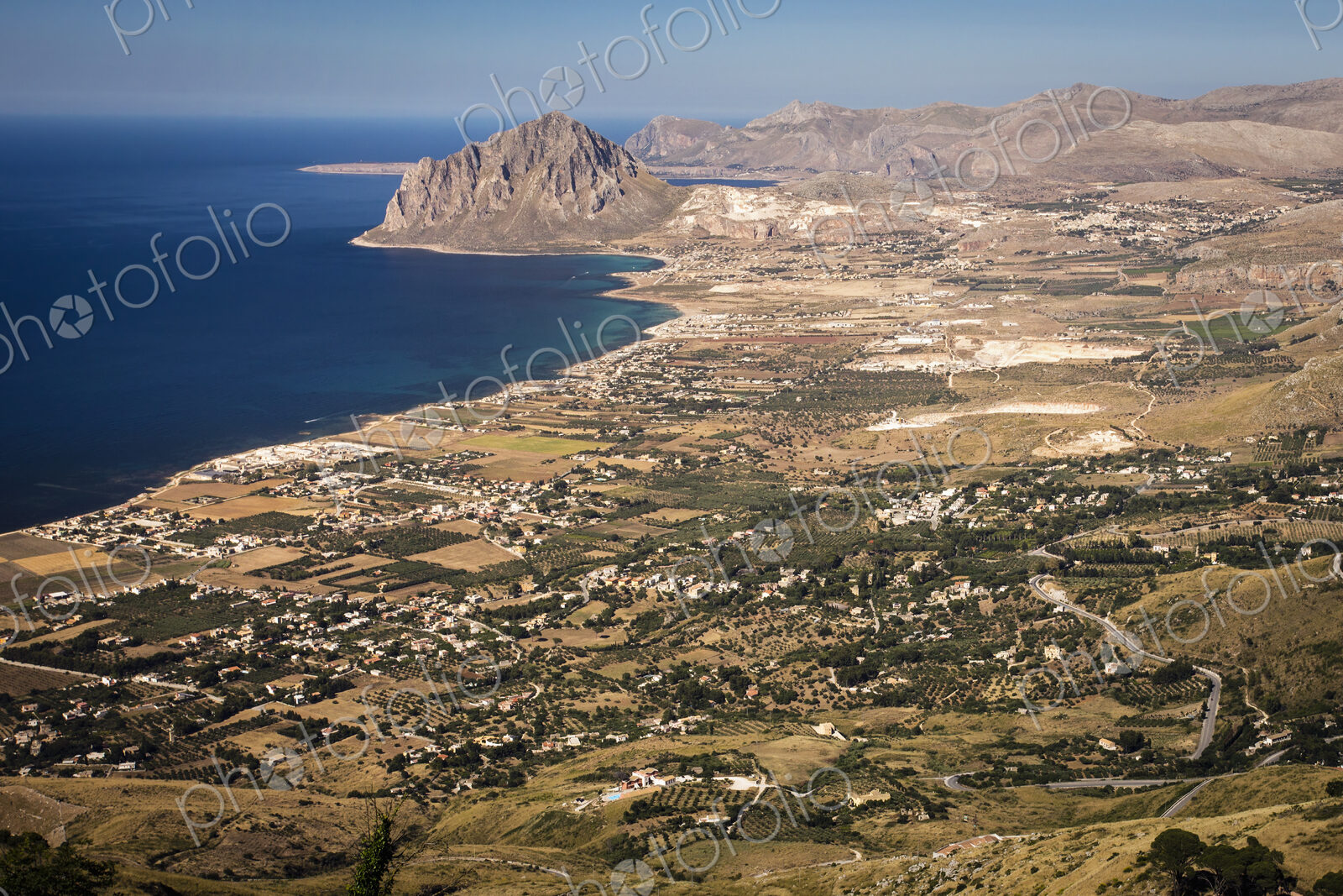 Mountainous landscape and coastline on the west coast of Sicily.