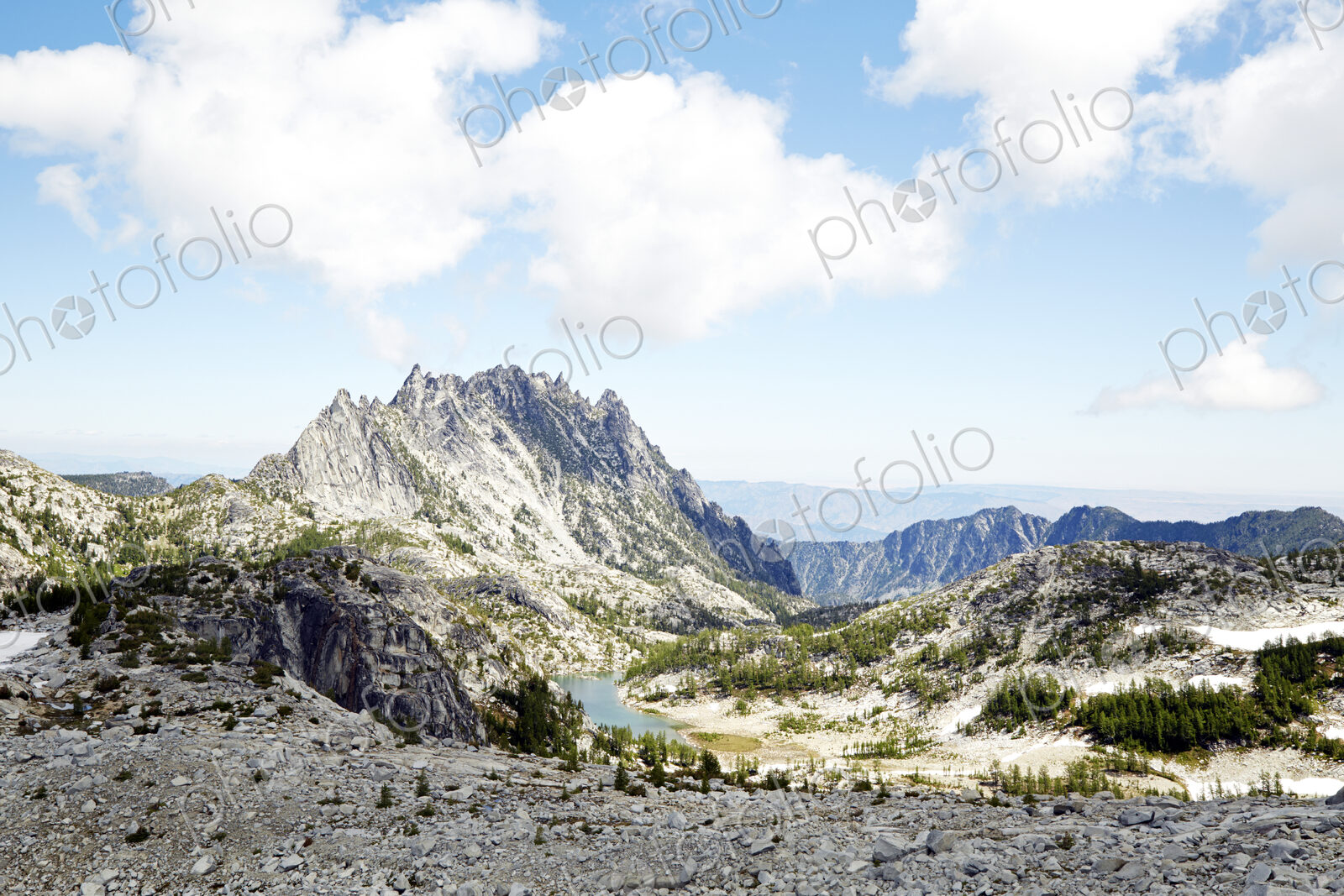 Mountains and fields in remote landscape