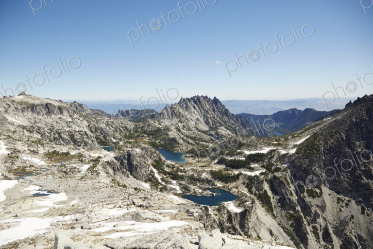 Mountains and lakes in remote landscape