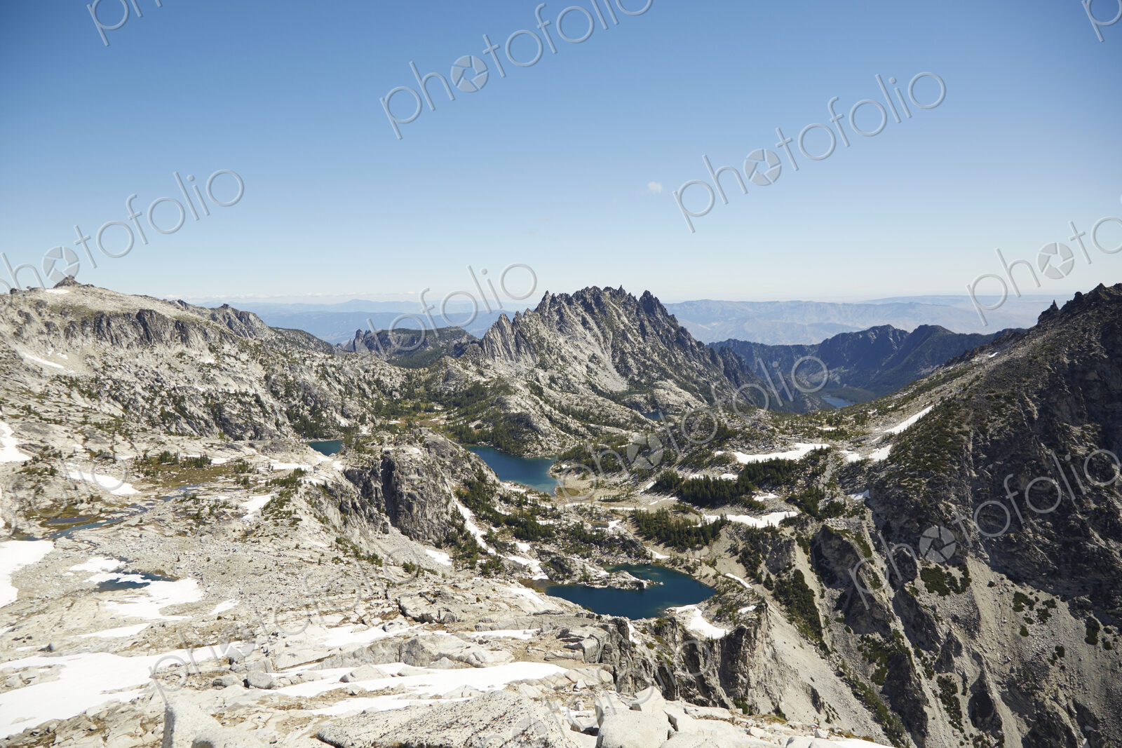 Mountains and lakes in remote landscape
