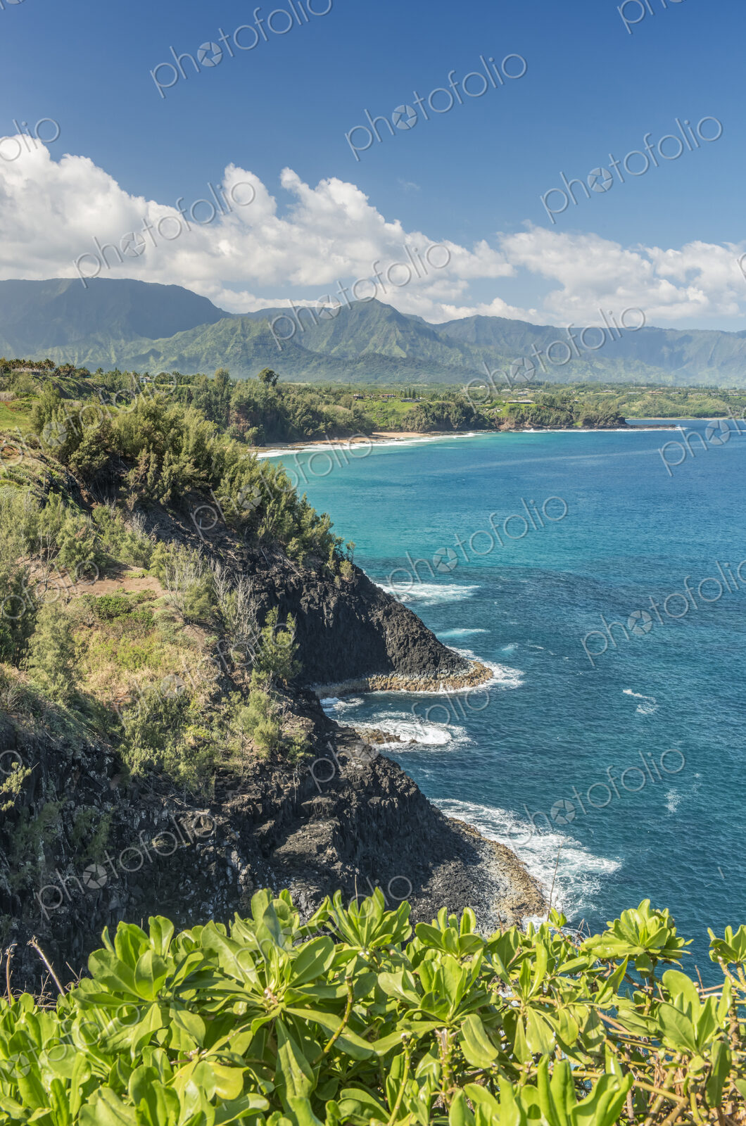 Mountains on coastline, Hawaii, United States