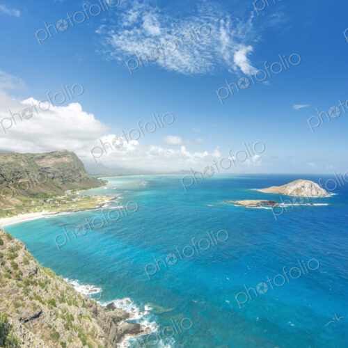 Mountains on coastline, Hawaii, United States Mountains on coastline, Hawaii, United States