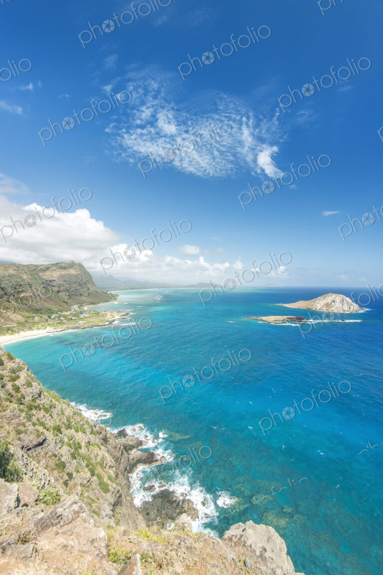 Mountains on coastline, Hawaii, United States
