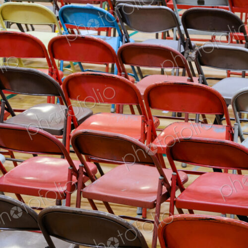 Multicolor empty folding chairs